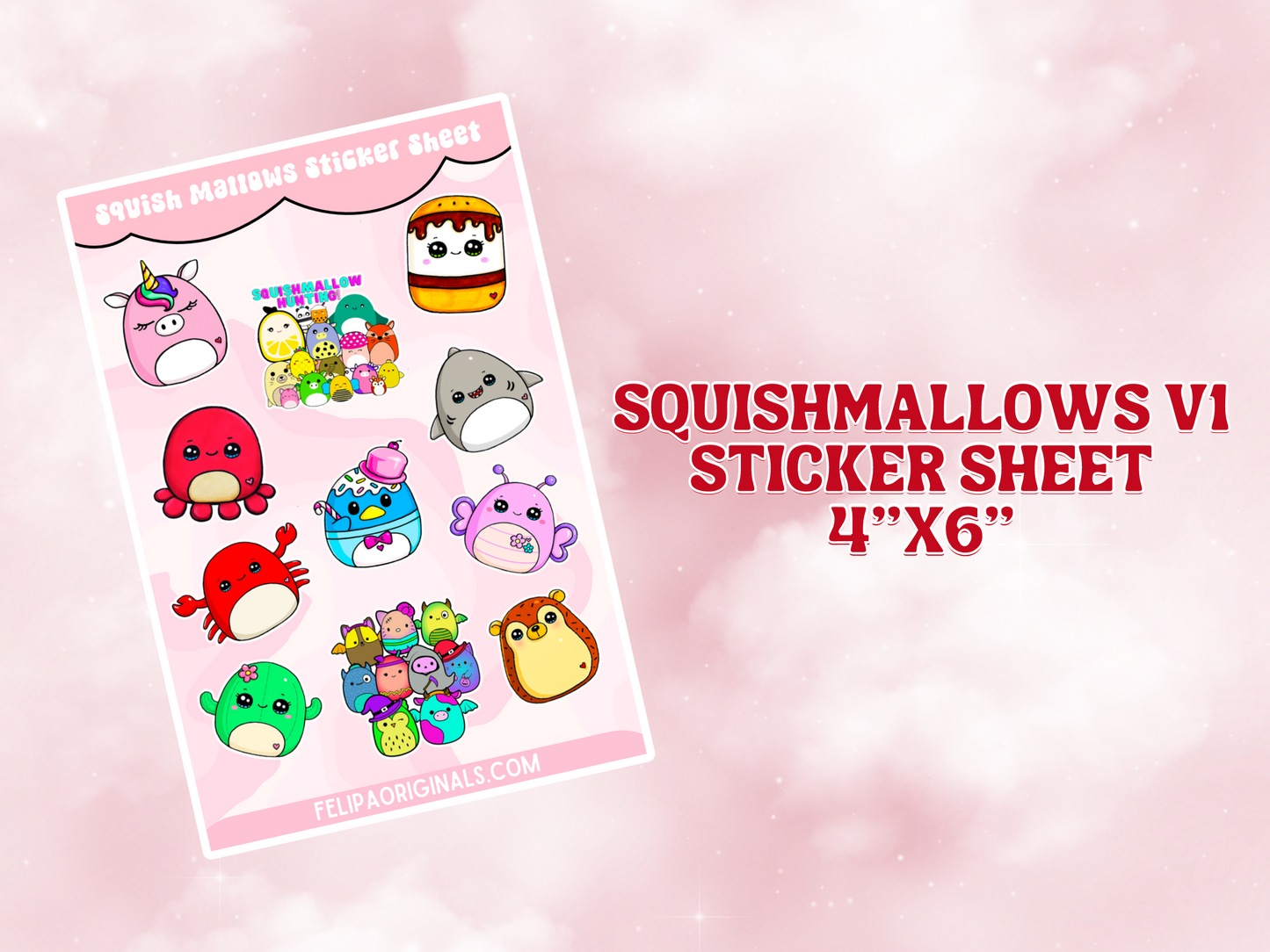 Adorable Squishmallow-Inspired Glossy Sticker Set Volume 1