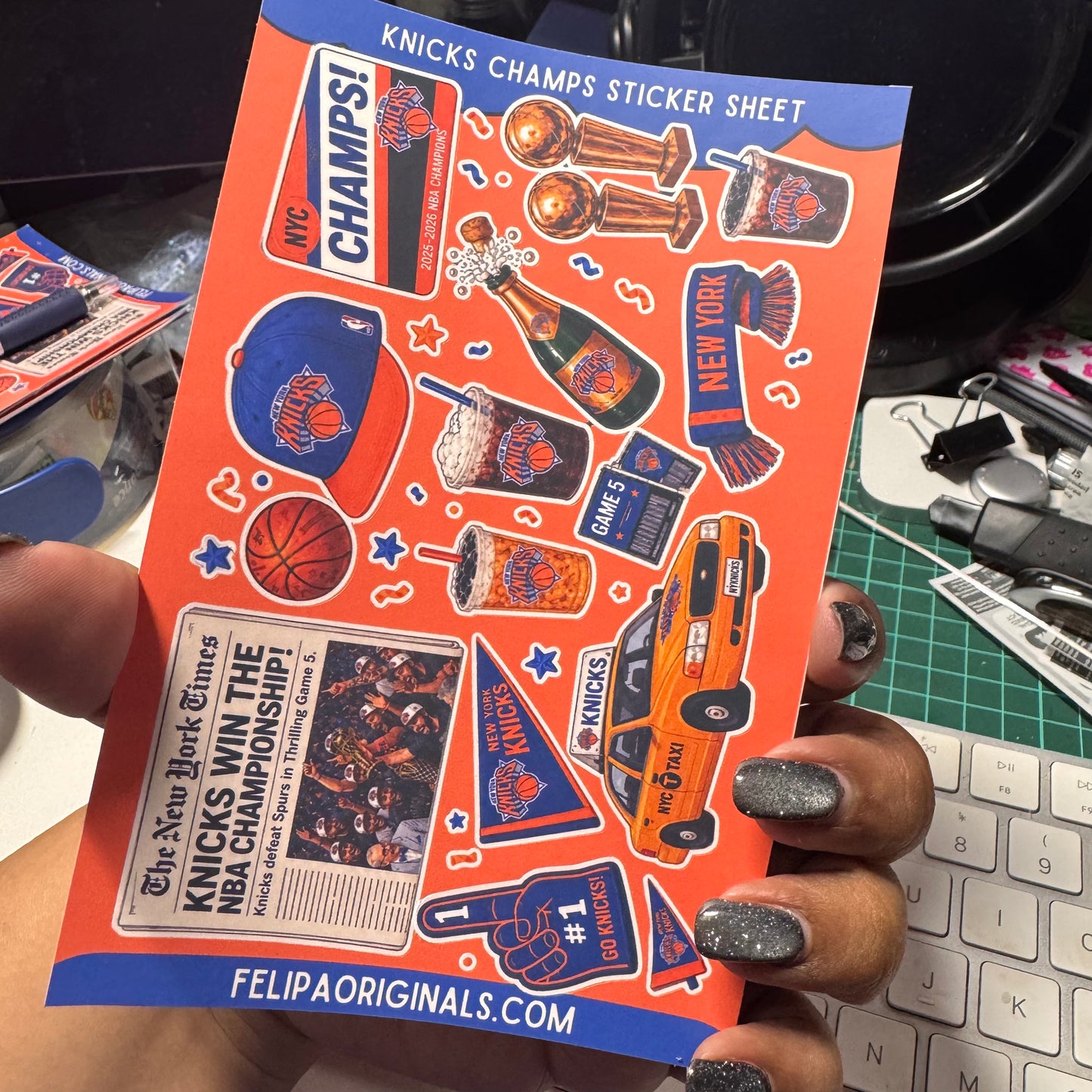 NY Knicks Championship Sticker Sheet | 4x6 Kiss-Cut Basketball Fan Stickers | Matte, Holographic