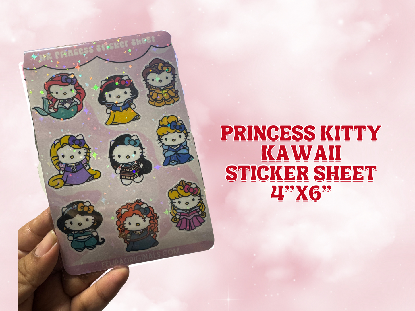 Enchanted Kitty Princess Holographic Sticker Sheet