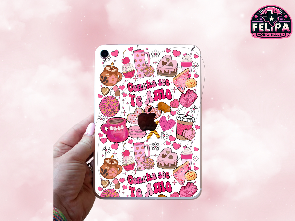 Concha See Te Amo iPad Mini Insert | Sweet Valentine’s Day Accessory for Pan Dulce Lovers