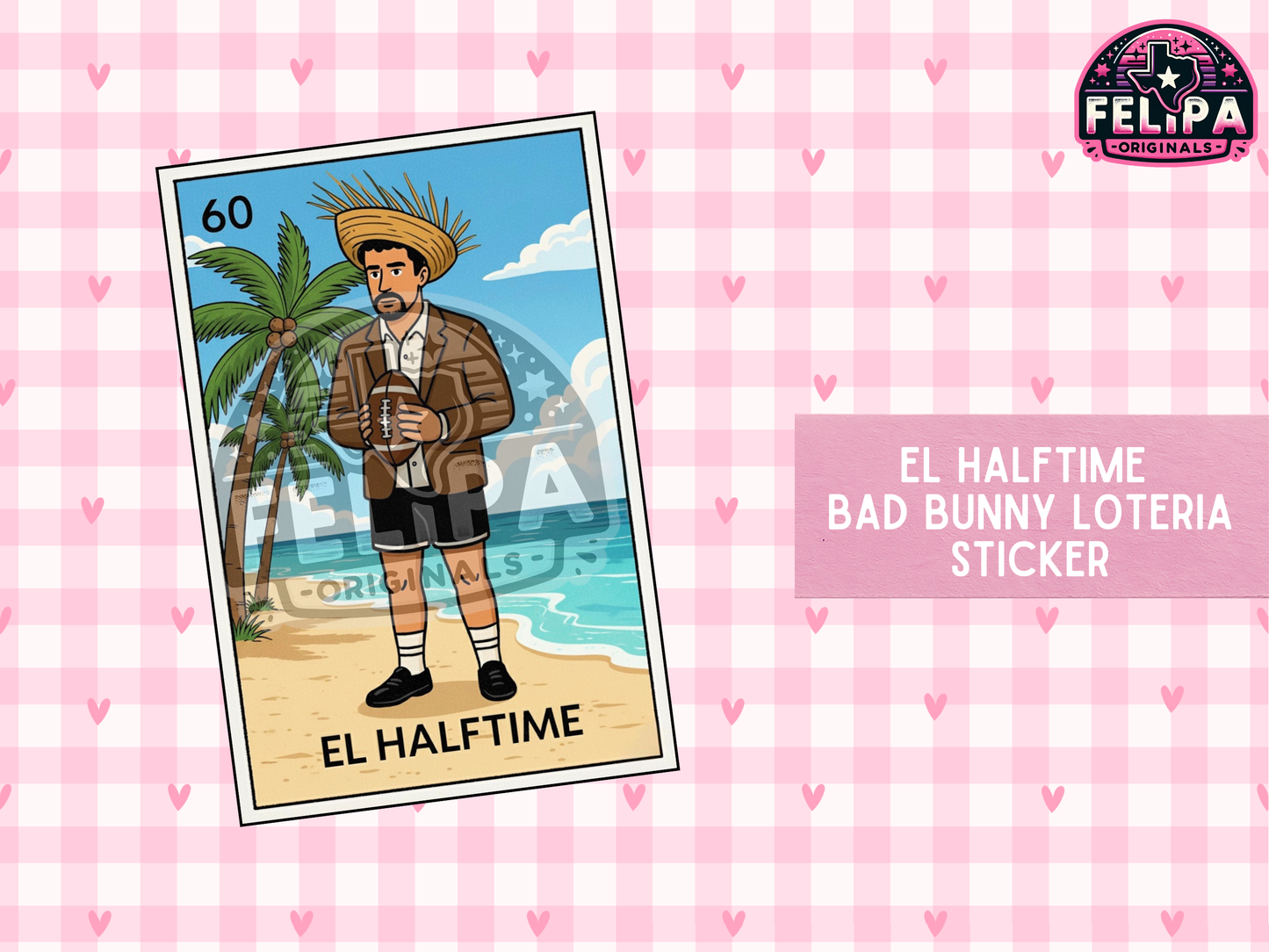 El Halftime Benito Bowl Sticker | Lotería-Inspired Bad Bunny Halftime Moment | Free Shipping