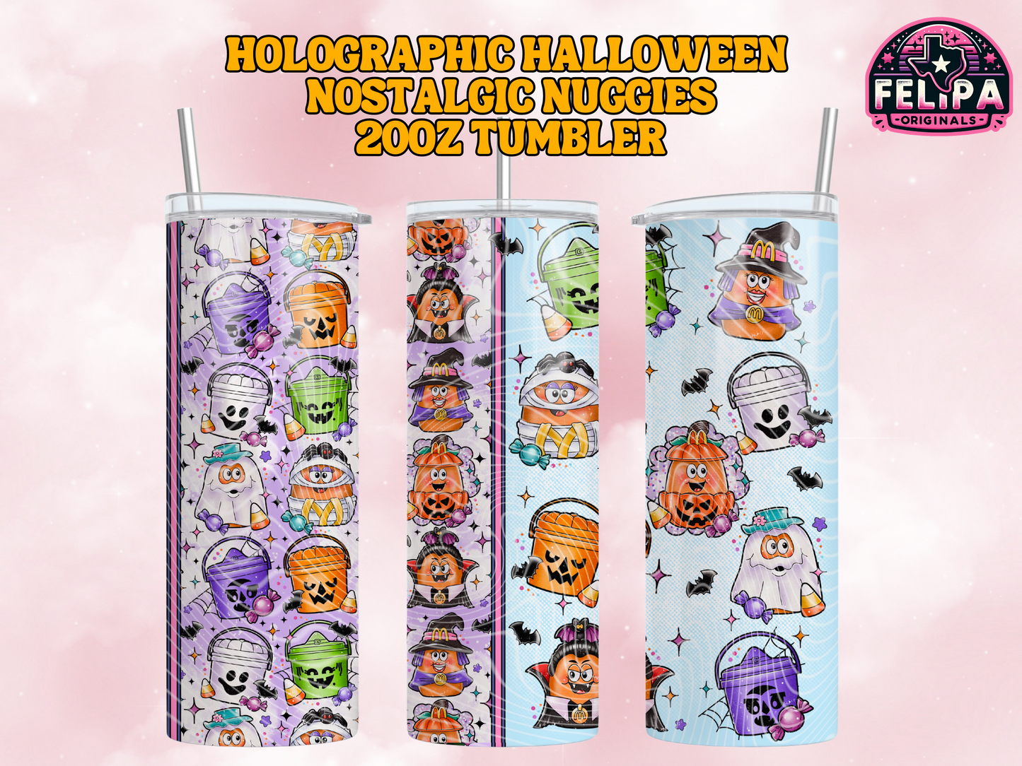 Holographic Halloween  NOSTALGIC Nuggies 20oz tumbler