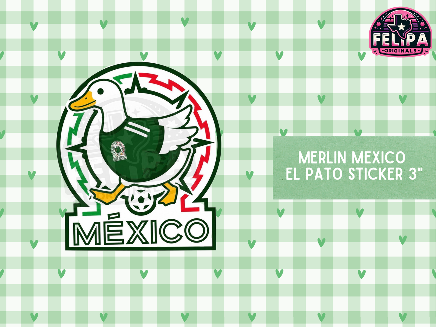 Merlín El Pato Mexico Soccer Sticker | Viral Duck Fan Sticker | Waterproof Matte 3" Decal | World Cup Inspired