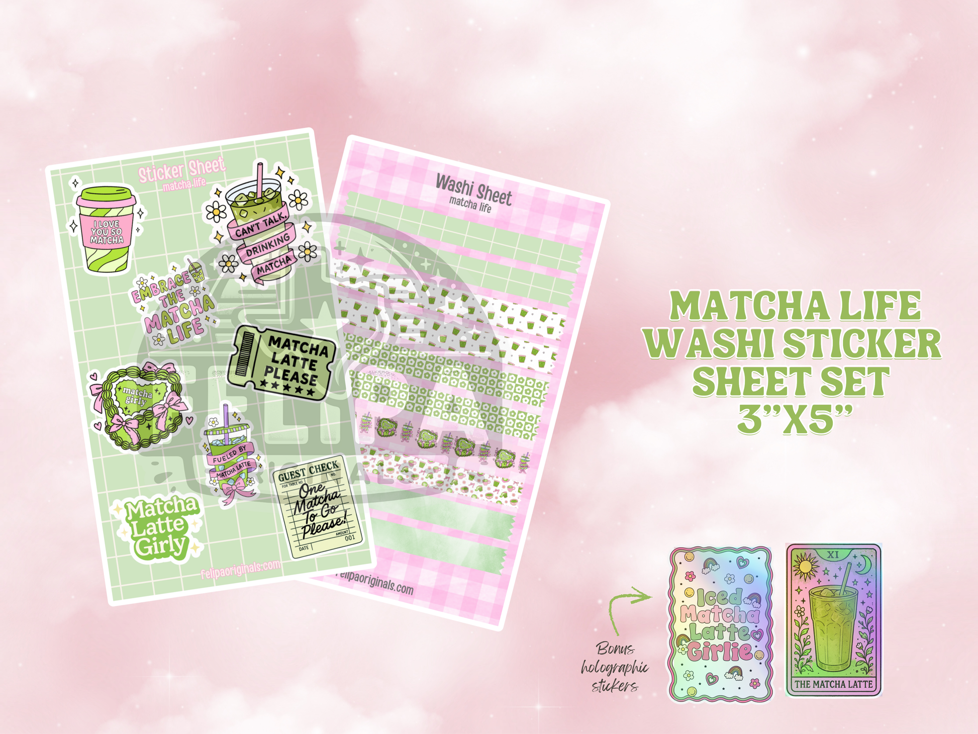 Matcha Life Washi Sticker Sheet Set