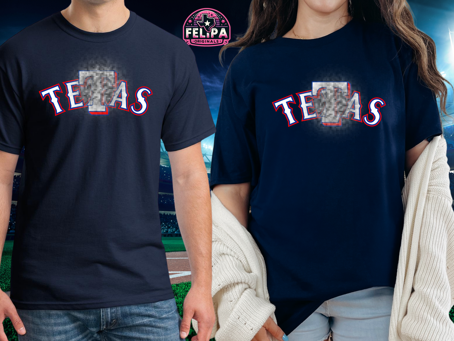 "TeTxas" Ranger Oops Baseball Tee – Navy Shirt Unisex
