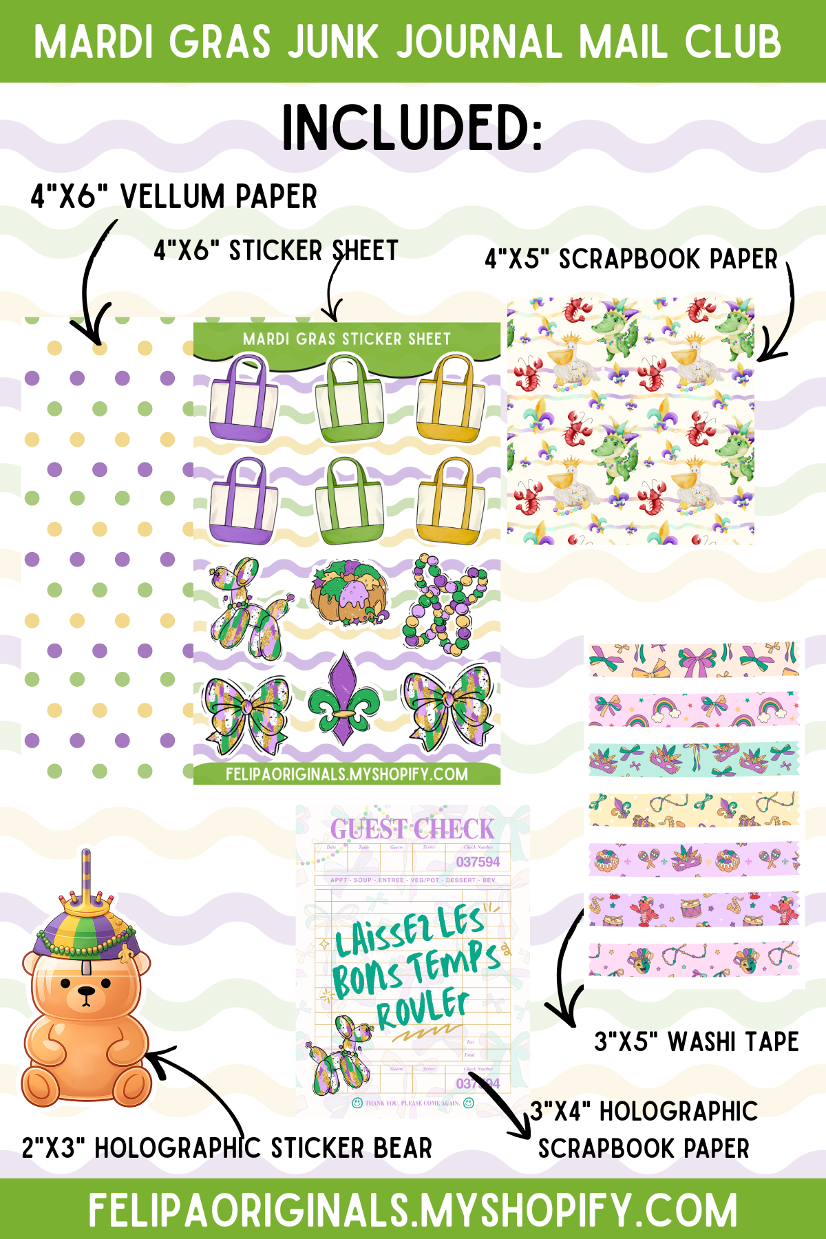 Mardi Gras Junk Journal Mail Club | Limited Edition Planner & Junk Journal Supplies | $10 w/ Free Shipping