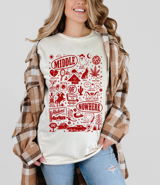 Kacey-Inspired “Middle of Nowhere” Western Graphic Tee – Ivory Comfort Colors® 1717 Screen Printed Shirt